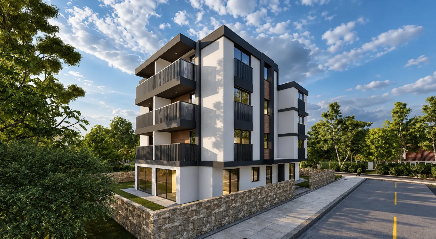 Start Unie Yapı modern konut projesi dış cephe tasarımı